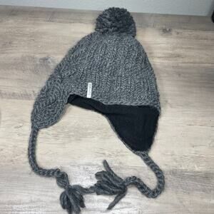 Turtle Fur Gianna Pom Ear Flap Hat Merino Wool Lined Beanie Ski Hat Tassel